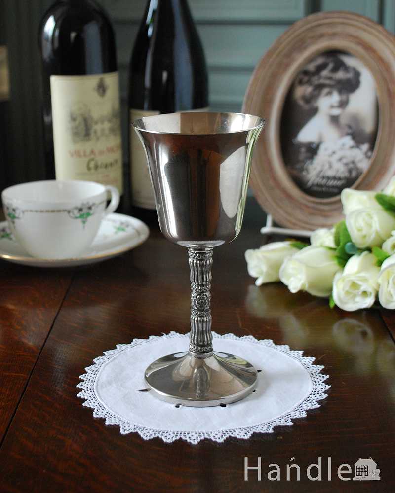 英国アンティークの銀食器、アンティークシルバーのワインカップ（テーブルグラス） (k-2792-z)