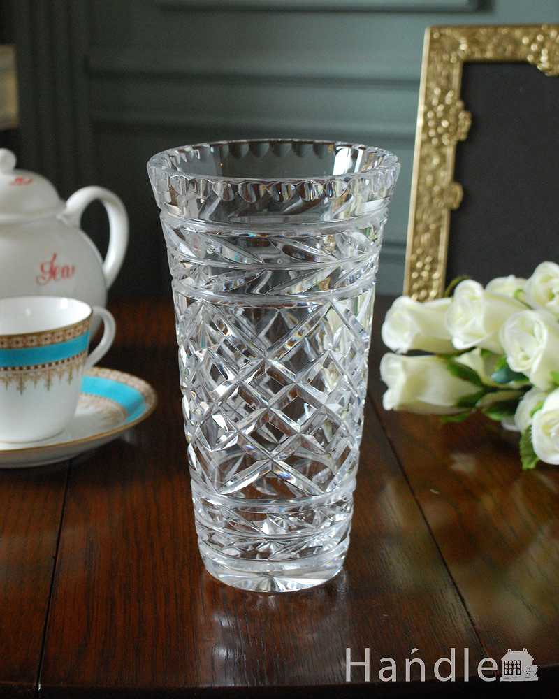 美しいフラワーベース(花器)アンティークプレスドグラス (pg-5052)