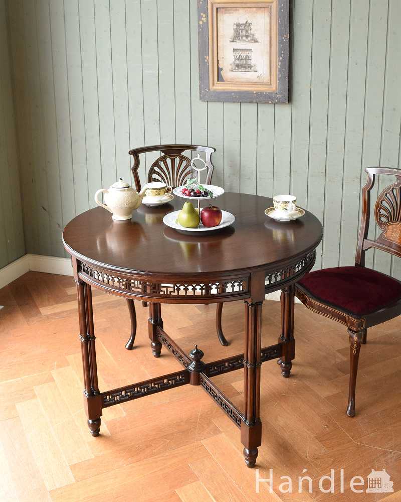 英国のアンティーク家具、マホガニー材のオケージョナルテーブル(ティーテーブル) (q-1370-f)