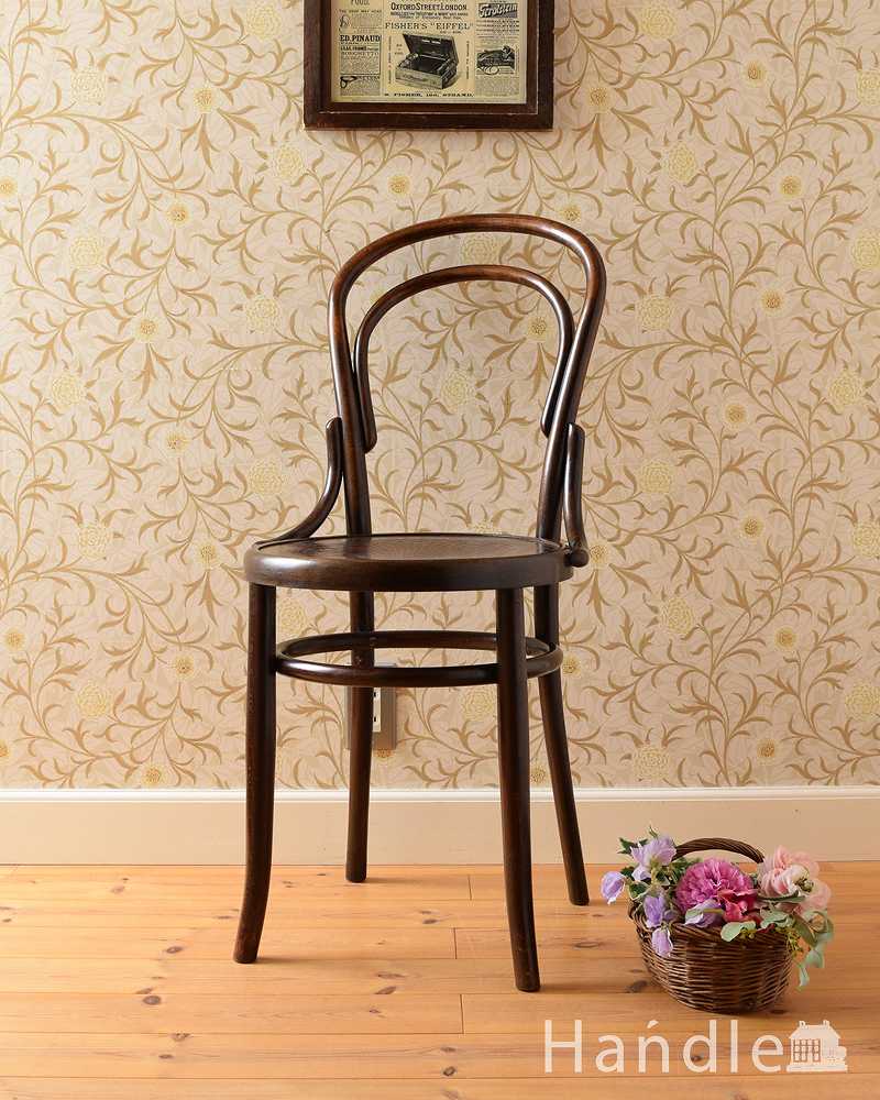 ダブルループの英国輸入椅子、背もたれが美しいアンティークベントウッドチェア (k-1417-c)