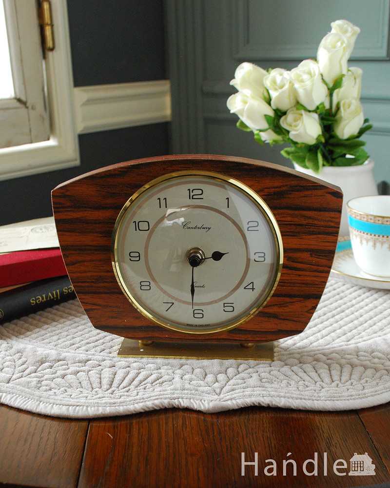 イギリスから届いた木製のオシャレな置き時計 (k-2540-z)