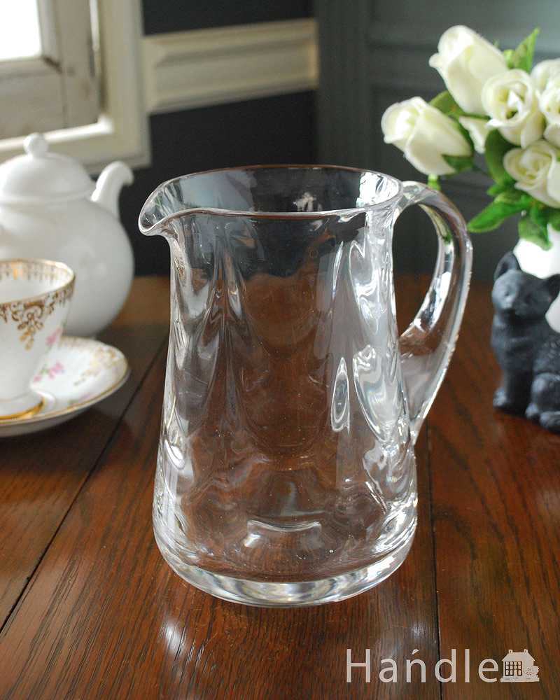 イギリス輸入のプレスドグラス、アンティークガラスが美しいレモネードジャグ (pg-5158)