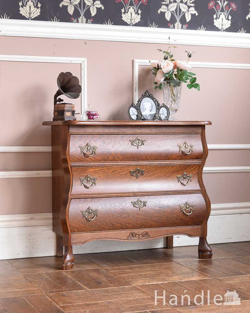 南フランスの優雅なアンティーク家具、小ぶりな３段チェスト（コモード） (j-2173-f)