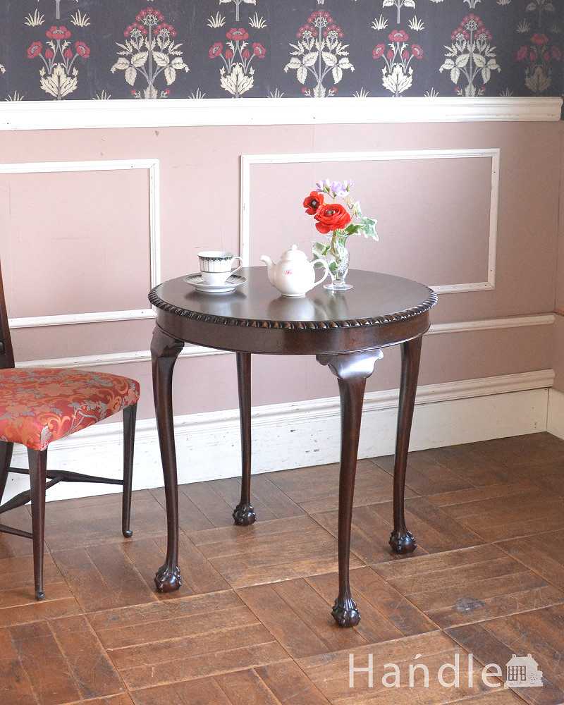英国のアンティーク家具、装飾の美しいオケージョナルテーブル（マホガニー材） (k-2086-f)