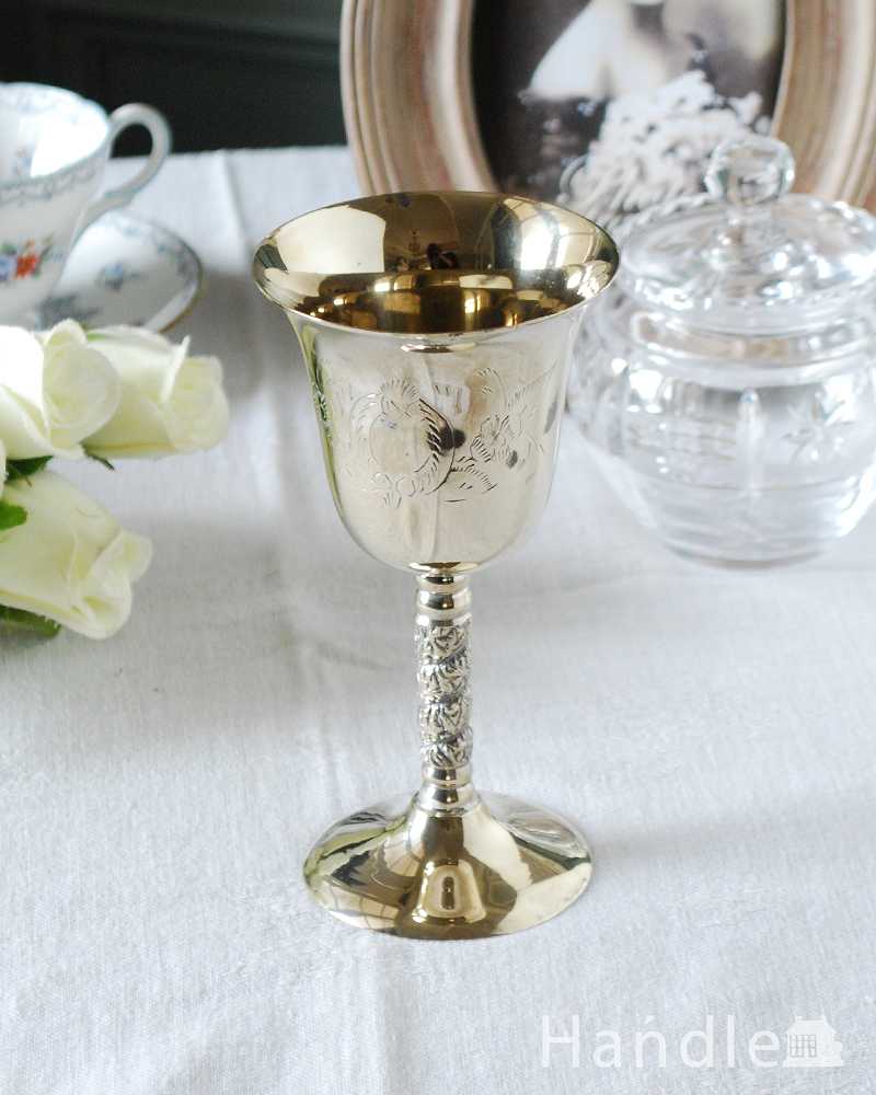 英国アンティークの銀食器、アンティークシルバーのワインカップ（テーブルグラス） (k-2865-z)