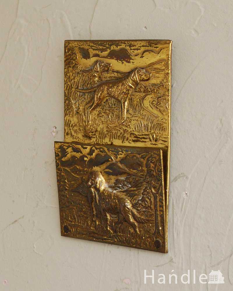 壁掛けタイプのレターラック、アンティーク真鍮製雑貨 (k-2671-z)