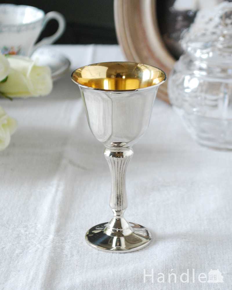 英国アンティークの銀食器、アンティークシルバーのワインカップ(ゴブレット)