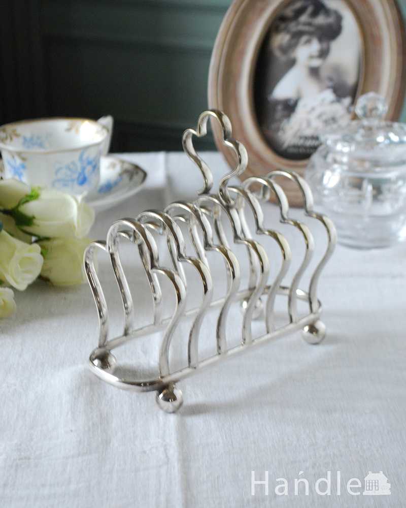 英国のアンティークインテリア雑貨、シルバーのトーストスタンド (k-2868-z)