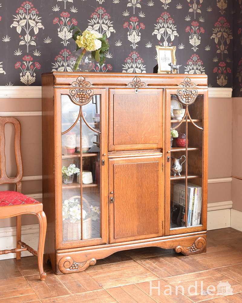 イギリスの便利なアンティーク家具、本棚とデスクが一つになったサイドバイサイド (q-1446-f)