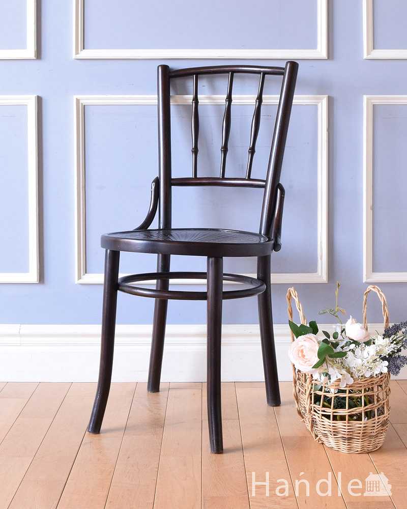 伝統的なアンティークの英国椅子、バンブー背もたれがお洒落なベントウッドチェア (z-035-c)