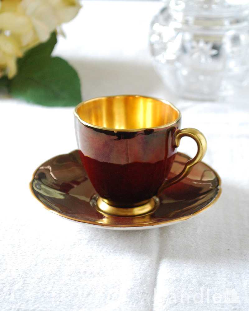 金色が豪華なカールトンウェアのアンティークコーヒーカップ＆ソーサー (m-2453-z)