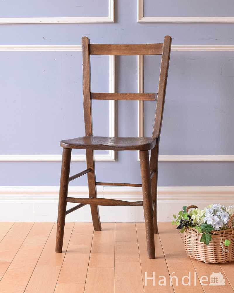 学校で使われていたアンティークの椅子、可愛い木製のスクールチェア (k-1477-c)
