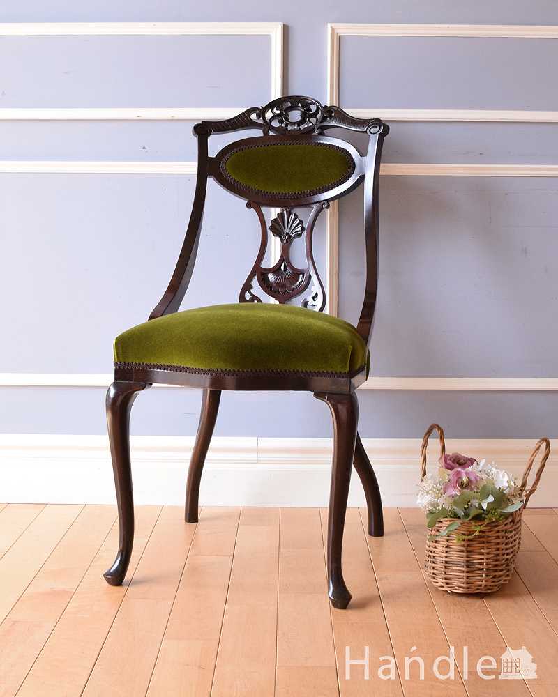 英国輸入の豪華な美しい椅子、贅沢なアンティークサイドチェア(サロンチェア)  (q-303-c)