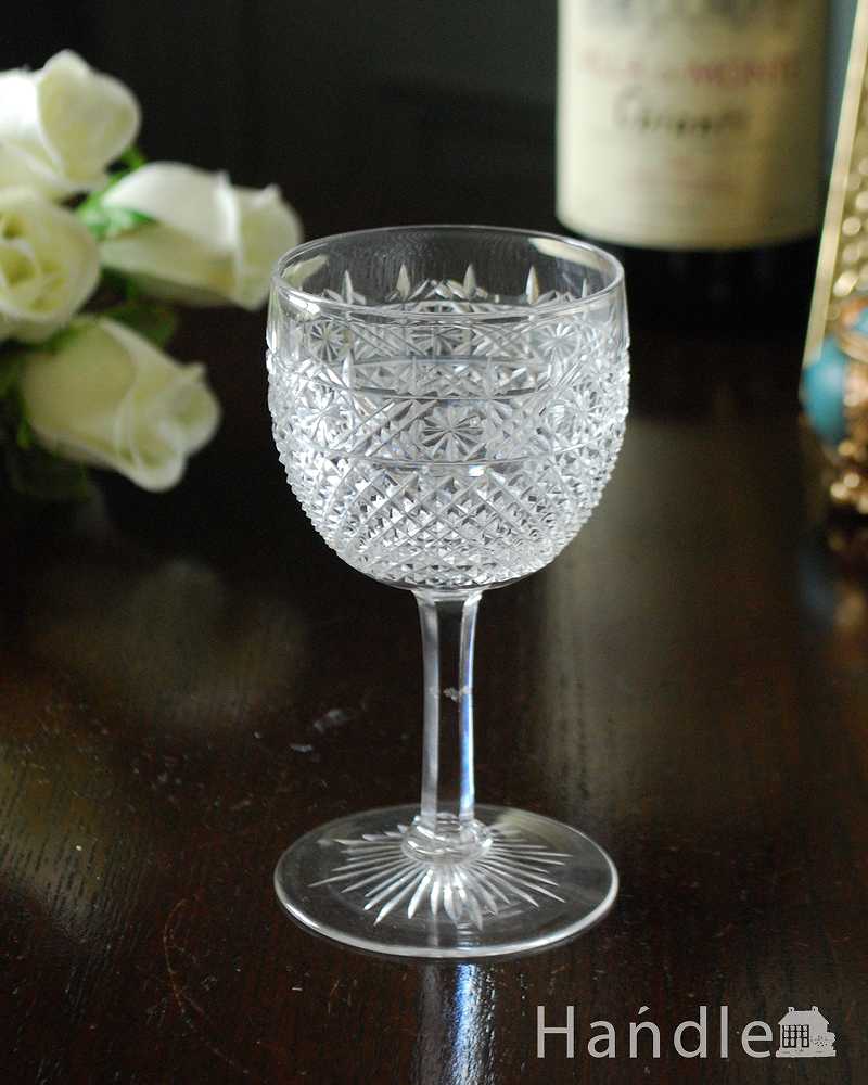 品質の高さが感じられるキラキラの輝きのアンティークカットグラス（テーブルグラス） (m-2500-z)