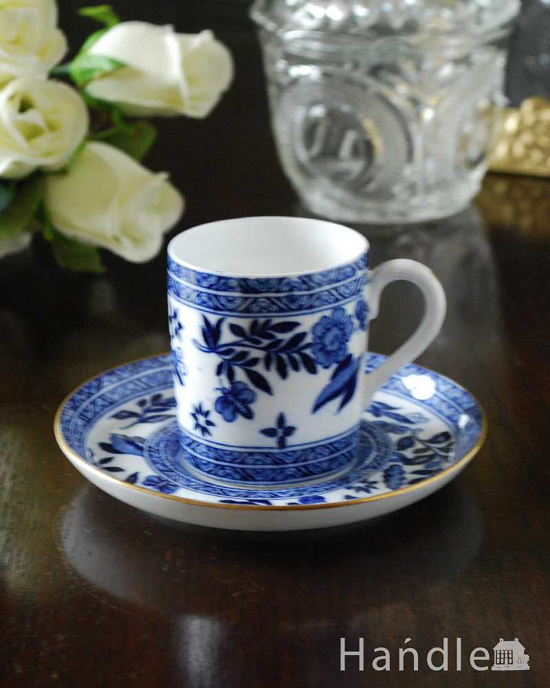 英国の名窯、コールポートのデザインが美しいブルー＆ホワイトのカップ＆ソーサー (m-2539-z)