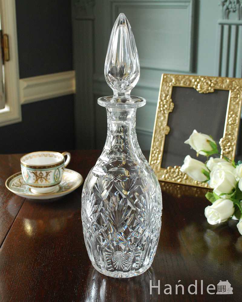 輝きが特別美しいガラスのデカンタ、アンティーク プレスドグラス(プレスドグラス) (pg-5500)