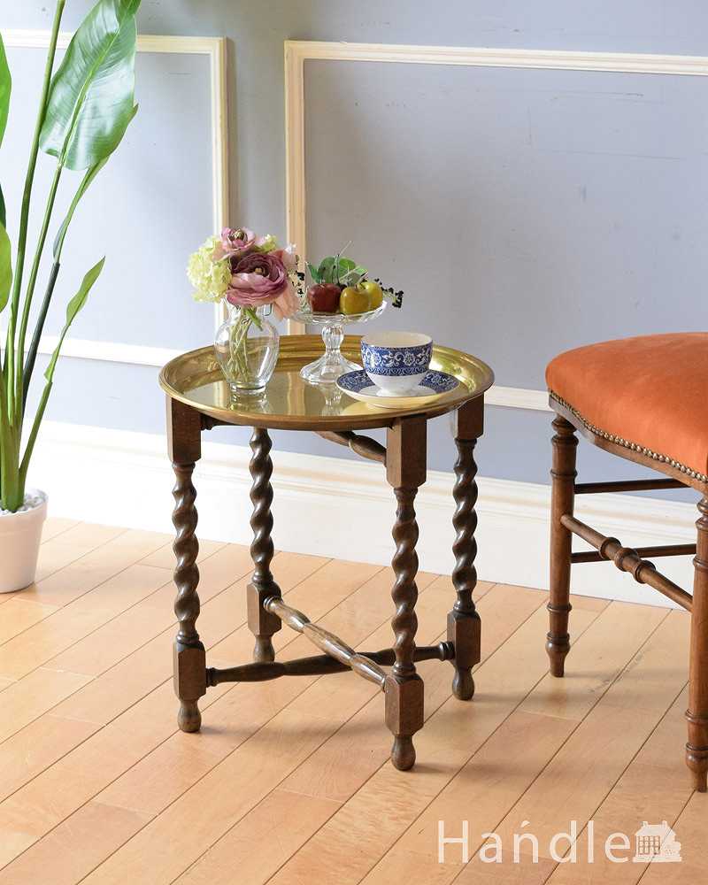 英国のアンティーク家具、トレイ付きの便利なオケージョナルテーブル（トレイテーブル） (k-2160-f)