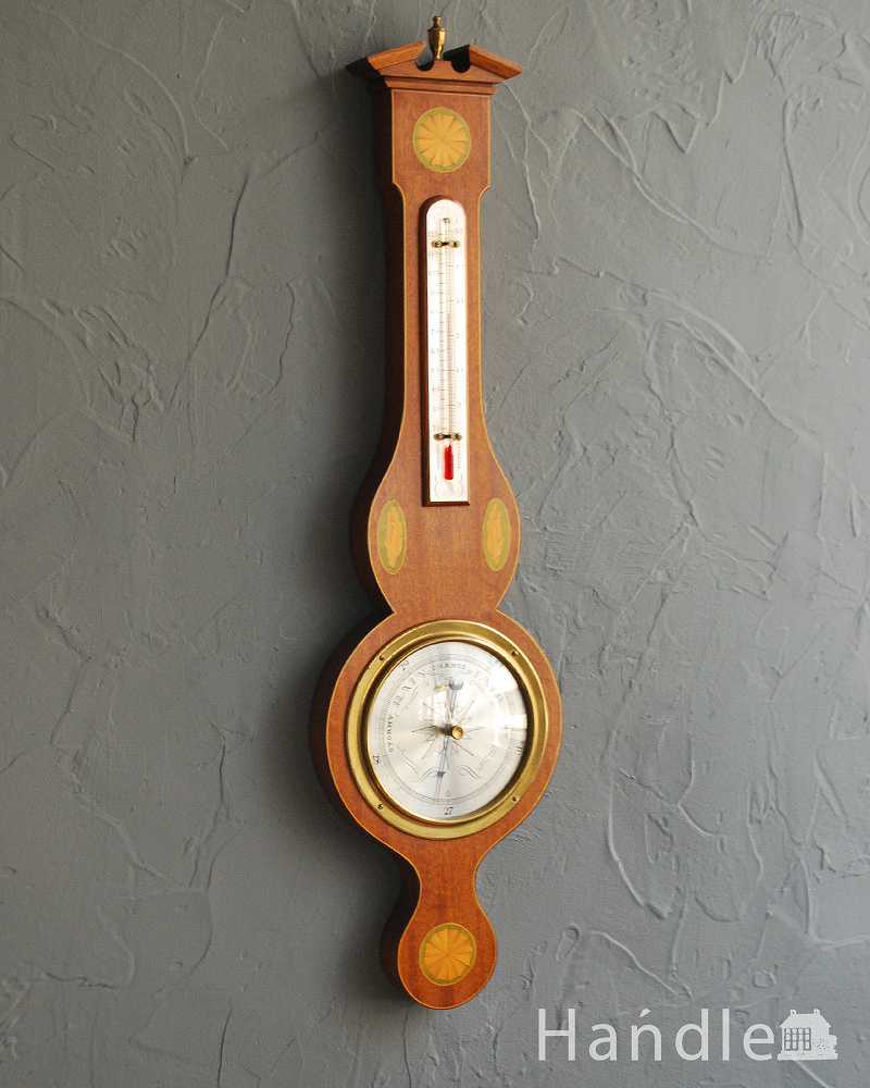 イギリスで見つけた木製のアンティークハイグロメーター（温湿時計） (k-2888-z)