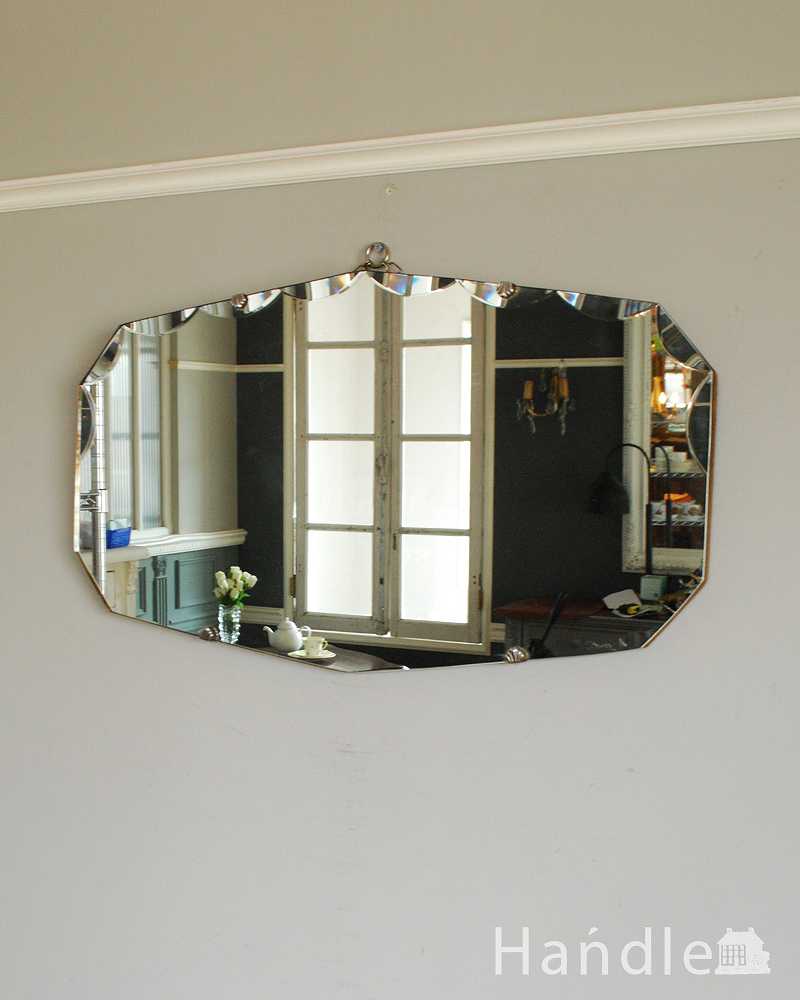 最高の品質の 横長のイギリスアンティークミラー（壁掛け鏡） 鏡 ...