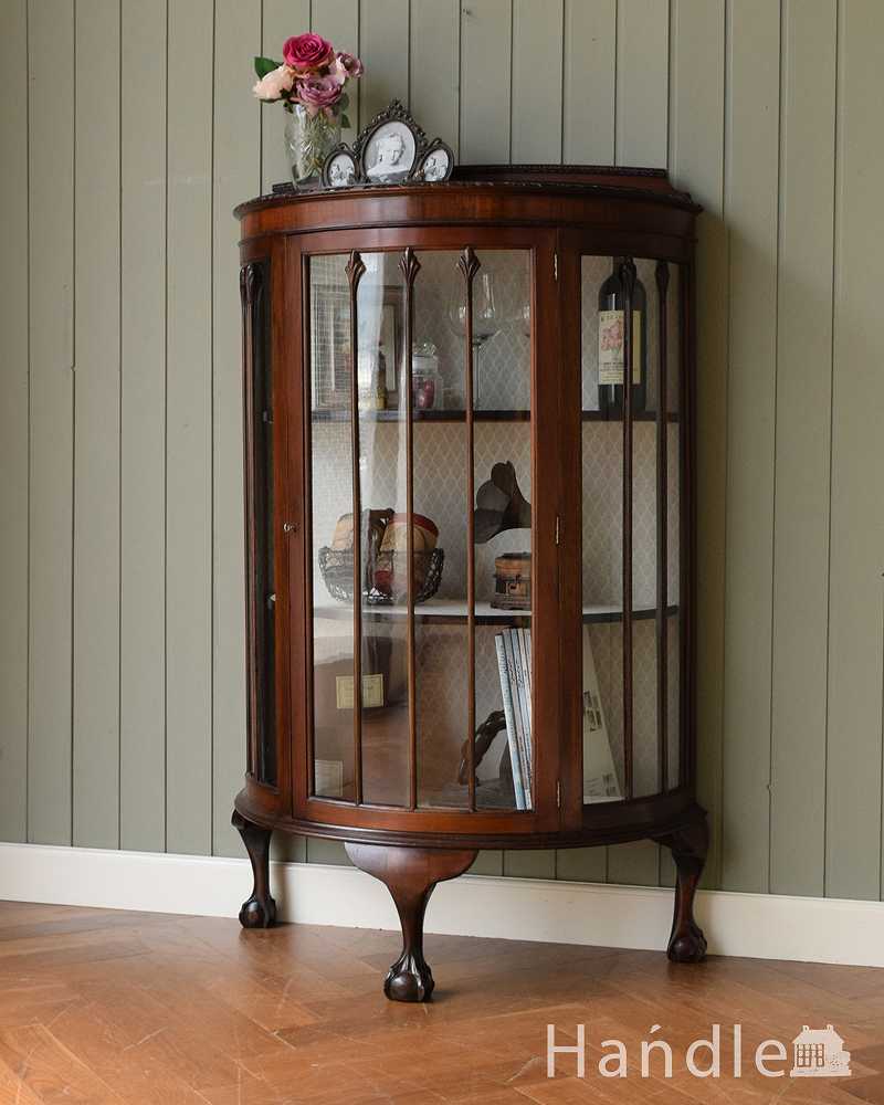マホガニー材を使ったイギリス家具、上品なアンティークのガラスキャビネット (k-2084-f)