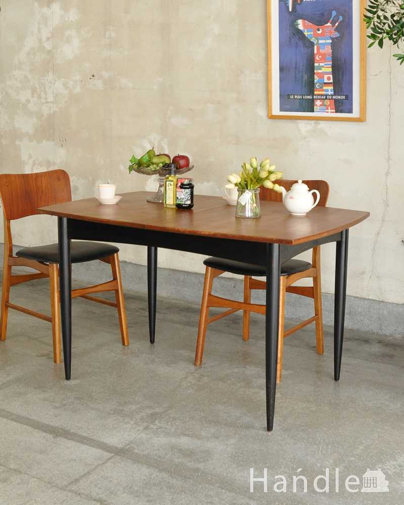 G-planトラー＆ブラック（Tola＆Black）のヴィンテージ家具、チーク材の伸張式のダイニングテーブル (x-1132-f)