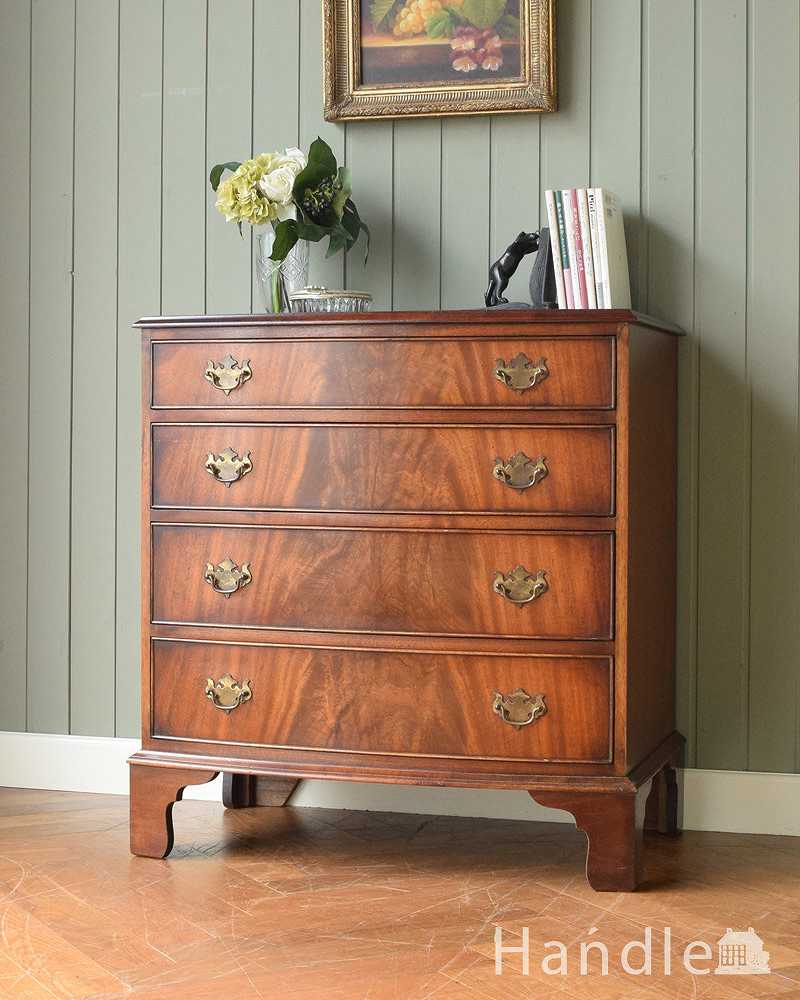 美しい優雅なマホガニー材のチェスト、イギリスのアンティーク家具 (k-2024-f)
