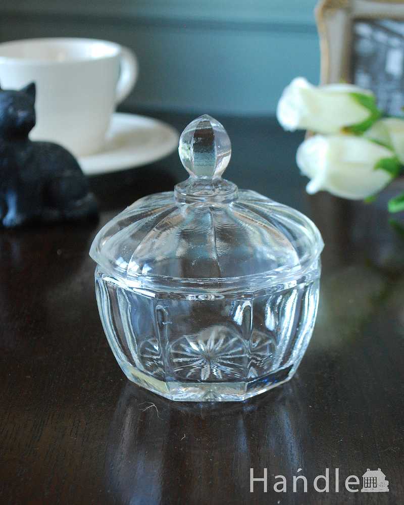 ガラスの可愛い小物入れ アンティークプレスドグラス キャニスター Pg 5631 アンティーク雑貨