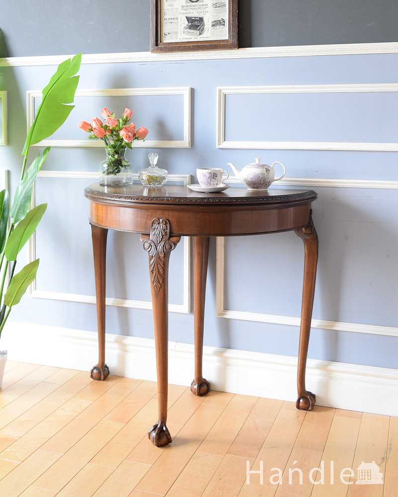 マホガニー材のカードテーブル（ゲームテーブル）装飾の優雅なアンティーク英国家具  (k-2174-f)