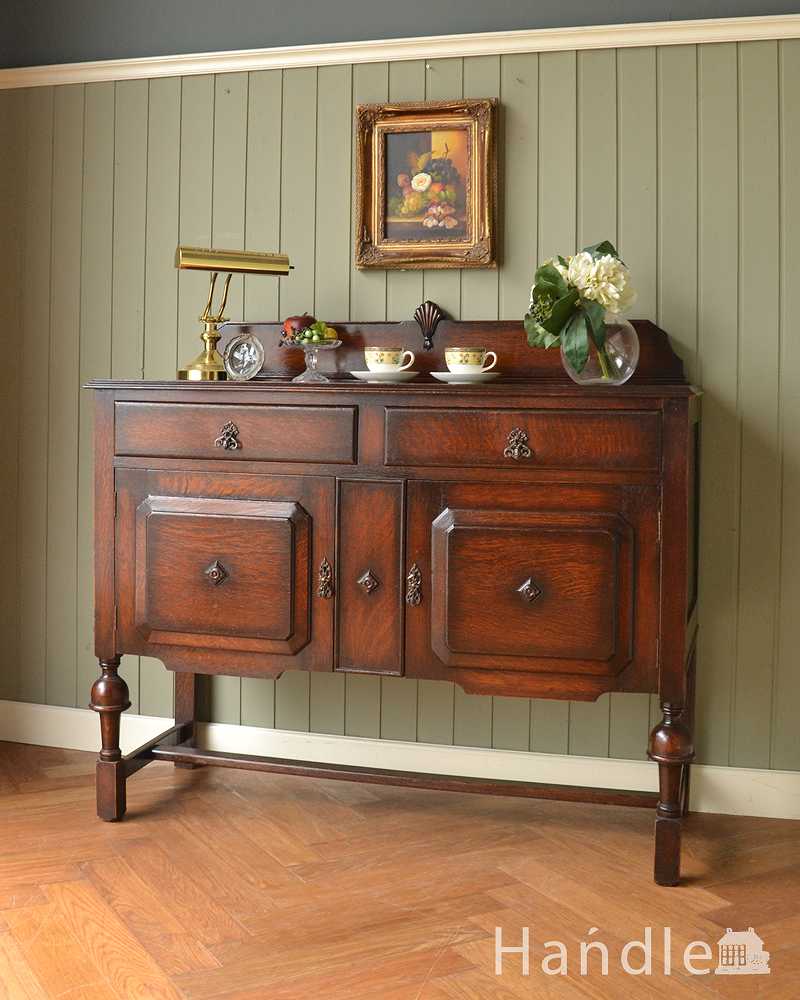 英国のアンティーク家具、オーク材の美しい木製サイドボード (q-1542-f)