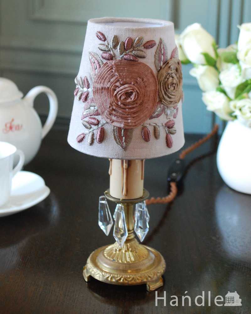 電球に被せるだけでグーンとお洒落になる薔薇が素敵なフランスの布シェード （コクシグル）  (cf-1198)