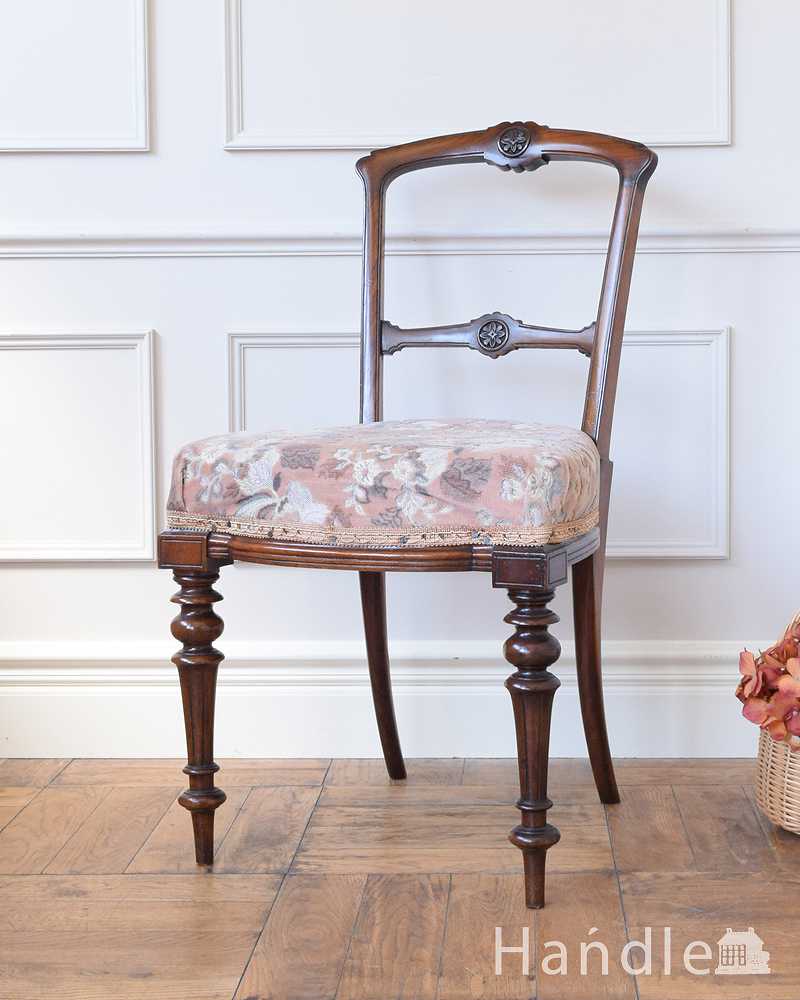 美しいシルエットのサロンチェア、ローズウッド材のアンティーク椅子 (m-396-c)