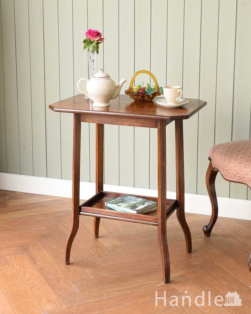 象嵌が優雅なアンティークオケージョナルテーブル、木目が美しい英国家具 (k-2184-f)