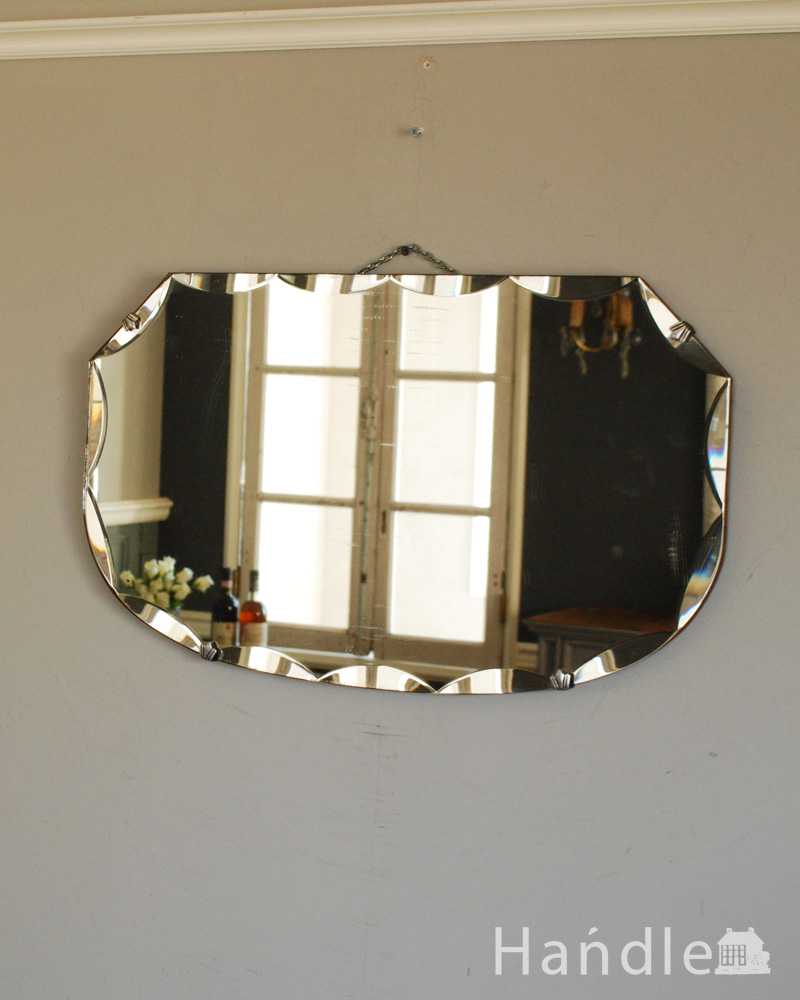 お洒落なかたちの英国の壁掛け鏡、アンティークカッティングミラー (k-3131-z)