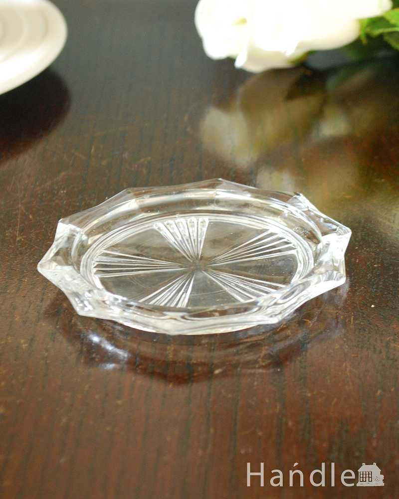 アンティークプレスドグラスのガラスでできた小さなコースター (pg-5866)
