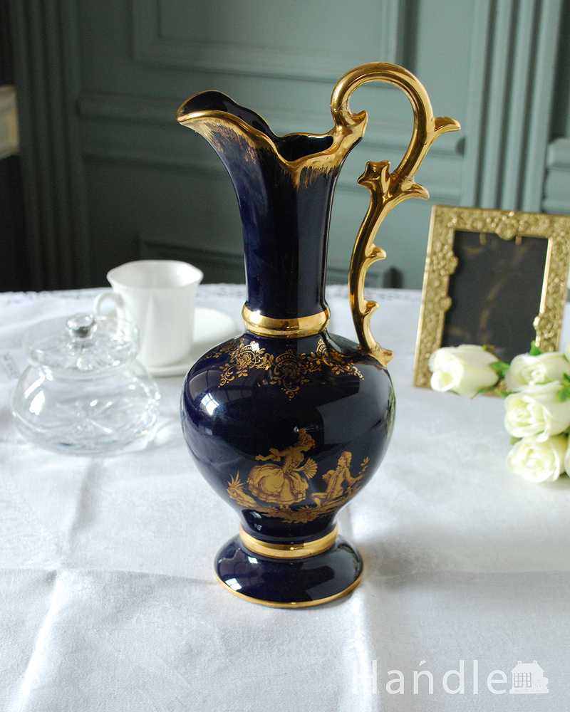 フランス製 リモージュ焼き アンティーク花瓶-