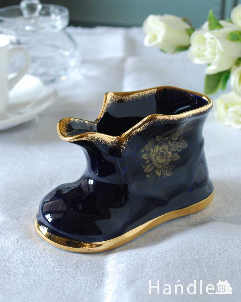 フランスで見つけたリモージュのアンティークオブジェ（靴） (h-848-z)