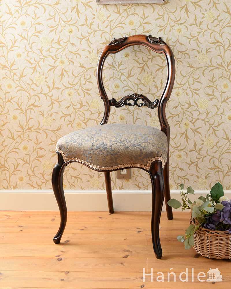 英国アンティーク椅子、気品たっぷりなバルーンバックチェア（サロンチェア） (k-1519-c)