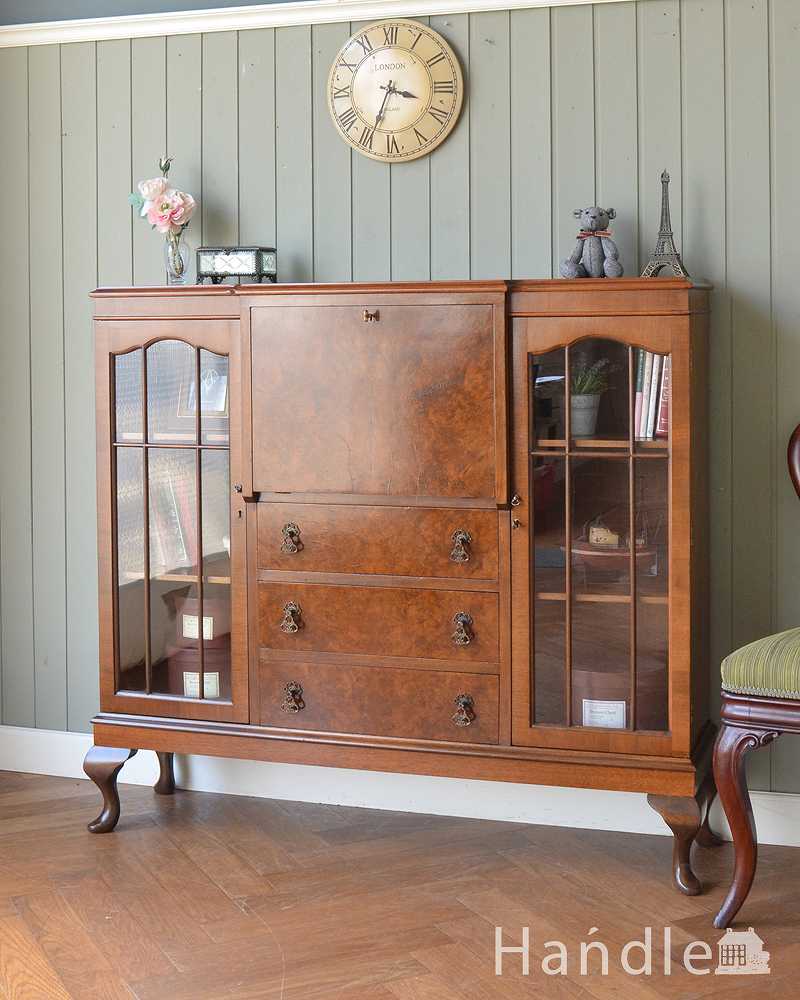 英国の便利なアンティーク家具、本棚とデスクが一つになったサイドバイサイド  (q-1709-f)