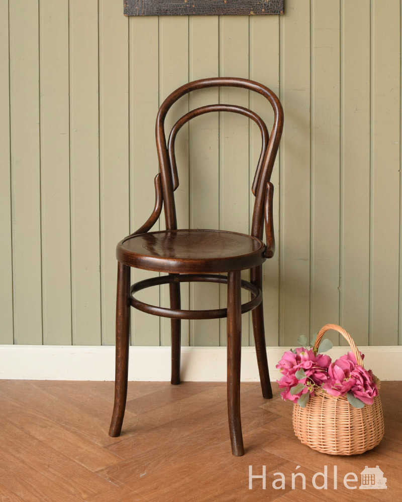 座面の模様もお洒落なダブルループバックのベントウッドチェア、アンティークの英国輸入椅子  (k-1571-c)