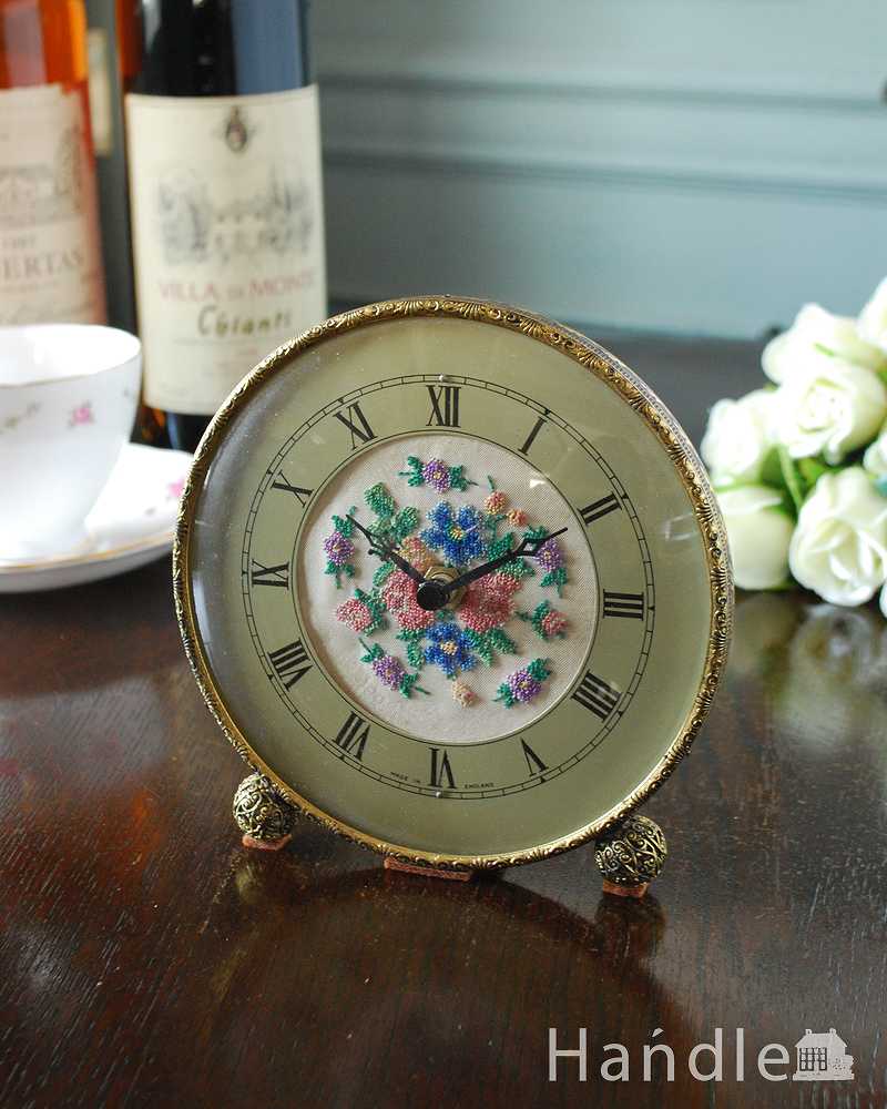 フランスアンティーク雑貨、贅沢な美しさ・・・プチポワンクロック（時計） (m-3062-z)