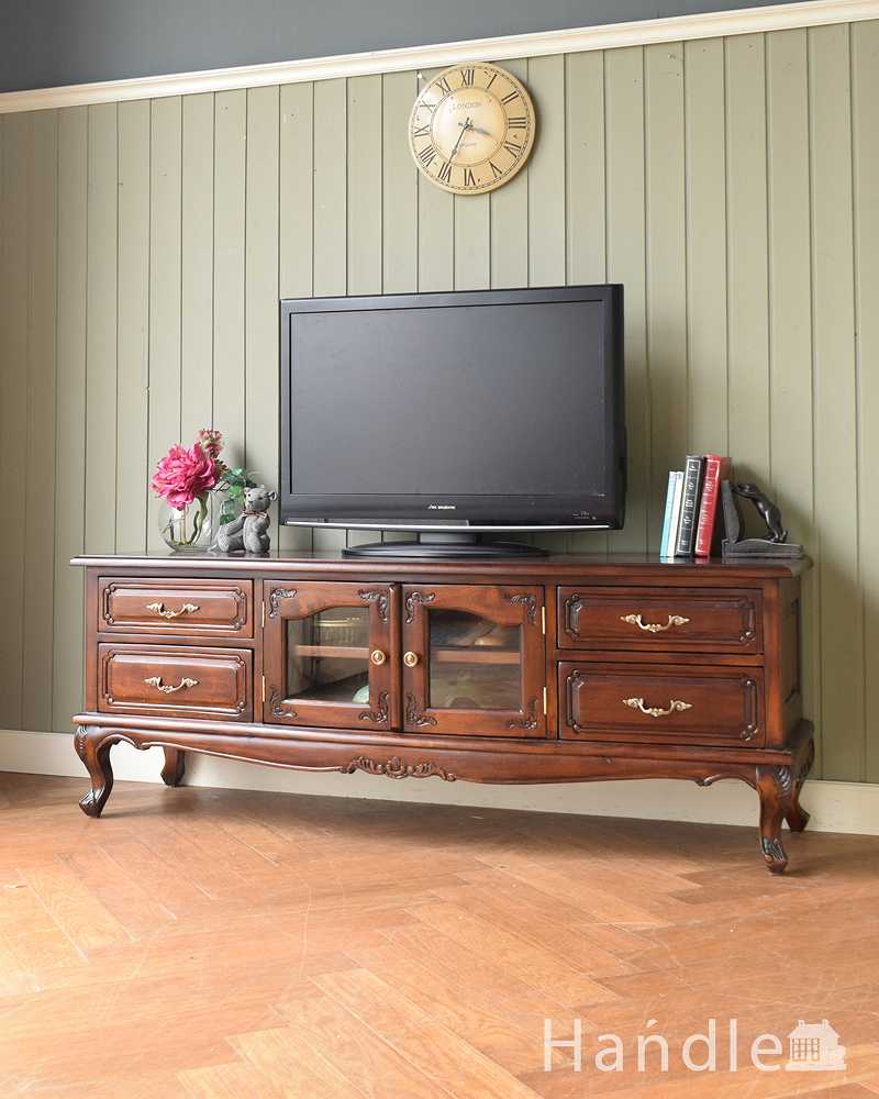 アンティーク家具屋が選んだ、優雅なフォルムが美しいアンティーク風のテレビボード (y-282-f)