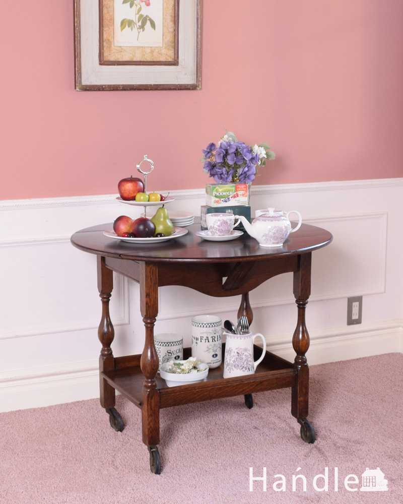 英国のお洒落で便利なアンティーク家具、伸張式のワゴン（トロリー） (q-1778-f)