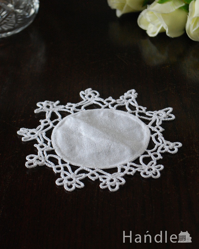 手作りのぬくもりが魅力的、フランス輸入のアンティーク ドイリー (m-3138-z)
