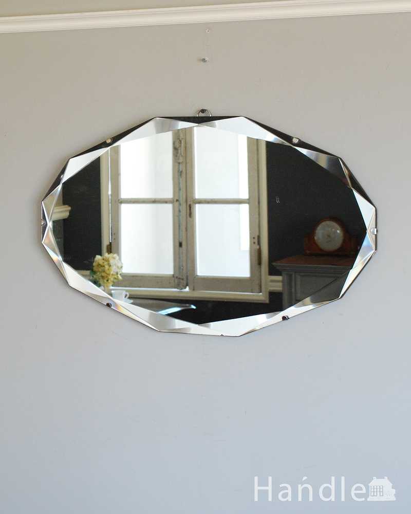 お洒落なかたちの英国の壁掛け鏡、アンティークカッティングミラー (k-3363-z)