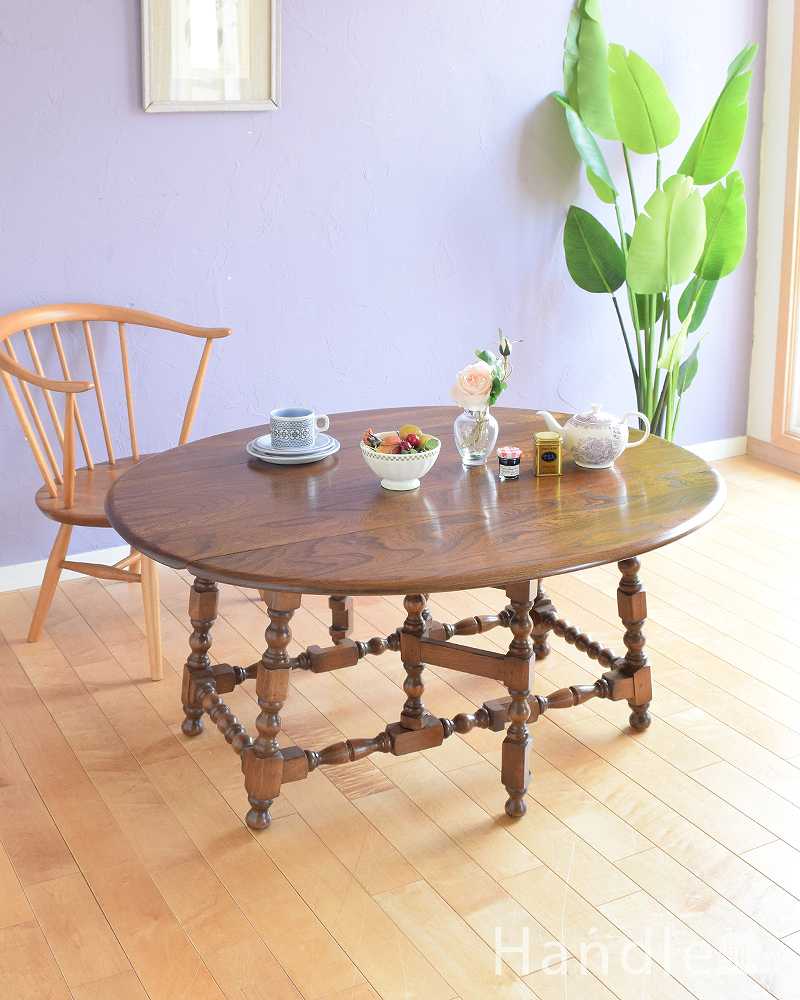 アーコールのアンティーク家具、伸張式のコーヒーテーブル（ゲートレッグテーブル）  (k-2557-f)