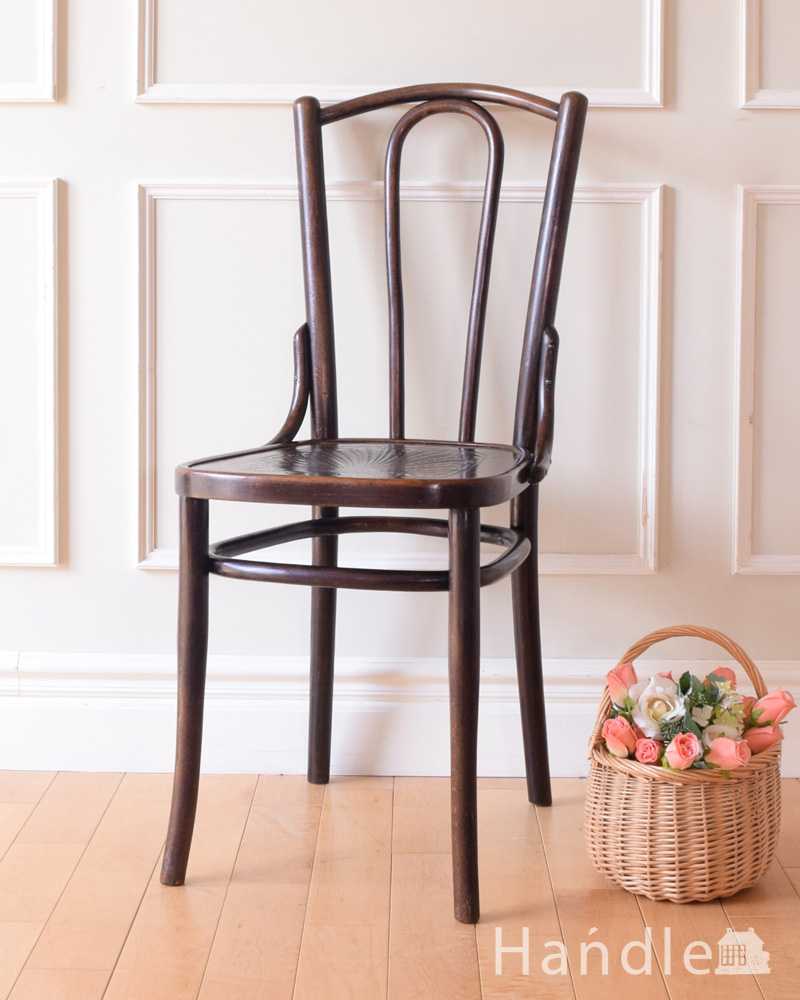 英国のアンティーク椅子、曲げ木のきれいなユーバックタイプのベントウッドチェア (k-1611-c)