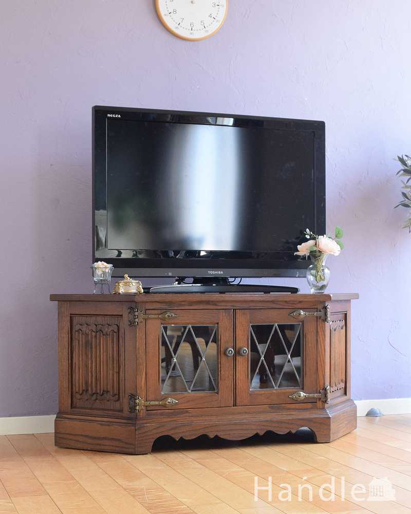 ステンドグラスがキレイなTVボード（テレビボード）英国輸入のアンティーク家具