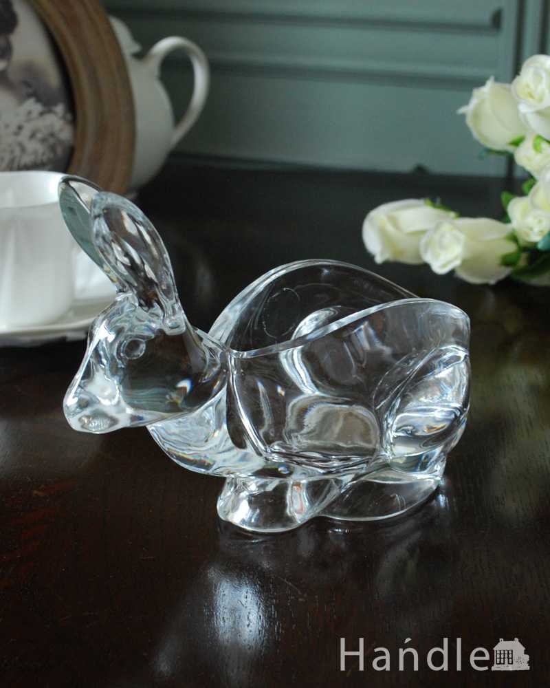 アンティークガラスのオブジェ（ウサギ）イギリスで見つけたプレスドグラス  (pg-6053)