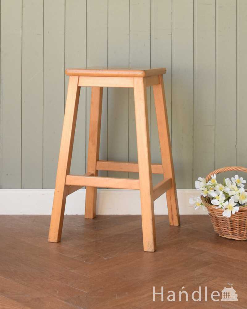 ヴィンテージハイスツール　　イギリスアンティーク風椅子　　木製椅子