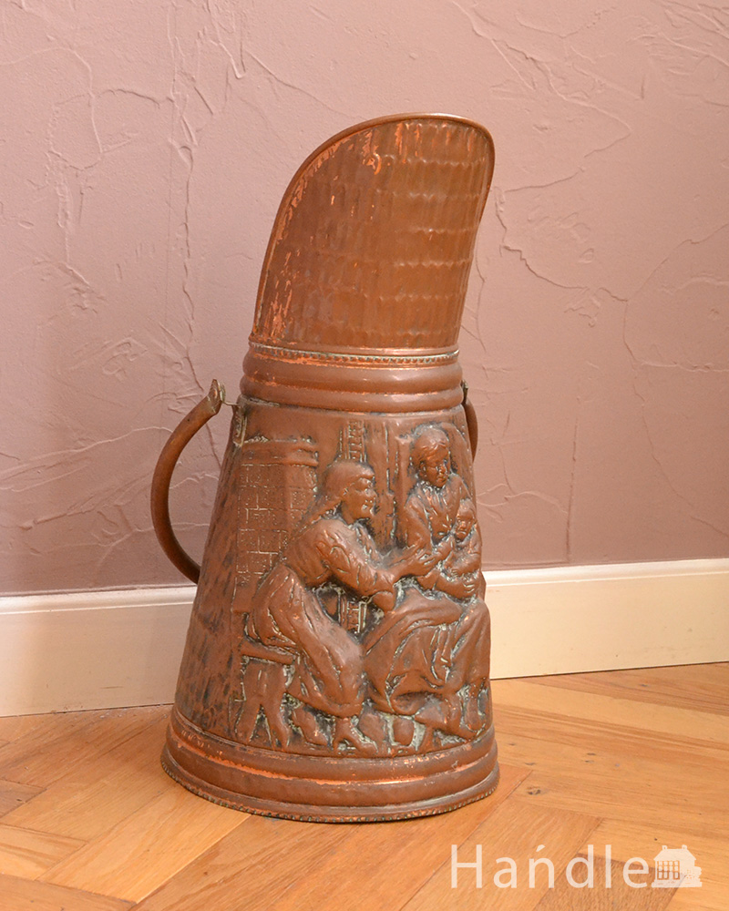 銅製のアンティークコールバケツ、英国から届いたアンティーク (j-098-z)